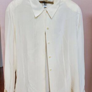 Evan Picone Button front Silk Blouse
